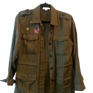 Honey Punch women’s Patch Green military jacket size medium